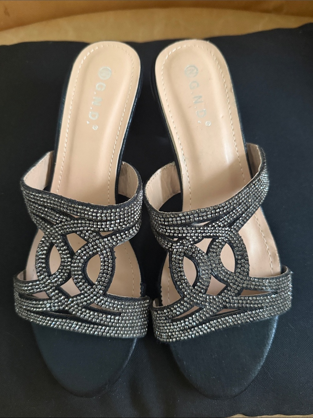 G by GUESS Black Embellished Slip-On Mules